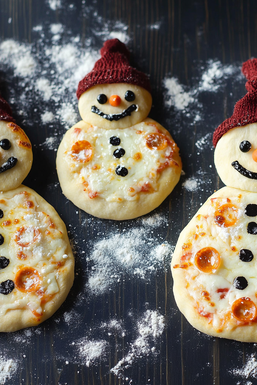 snowman pizzas